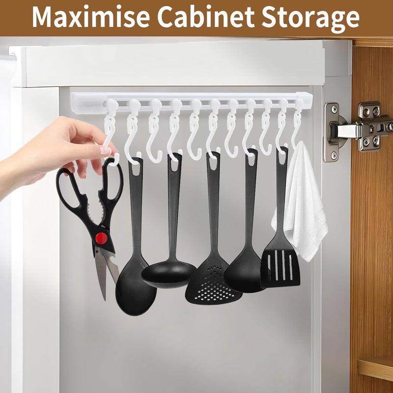 FUYAHA Kitchen Utensil Hanging Rrack - Hooks for Kitchen Utensils, No Drilling Wall Mounted Utensil Holder, Kitchen Rail Rack with 10 Hooks Hanger for Kitchen Bathroom (Pack of 2) - Image 3